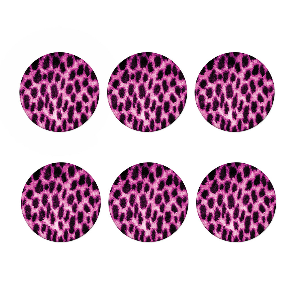 Hot Purple And Black Cheetah Print Coaster Set