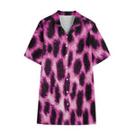 Hot Purple And Black Cheetah Print Cotton Hawaiian Shirt