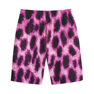 Hot Purple And Black Cheetah Print Cotton Shorts