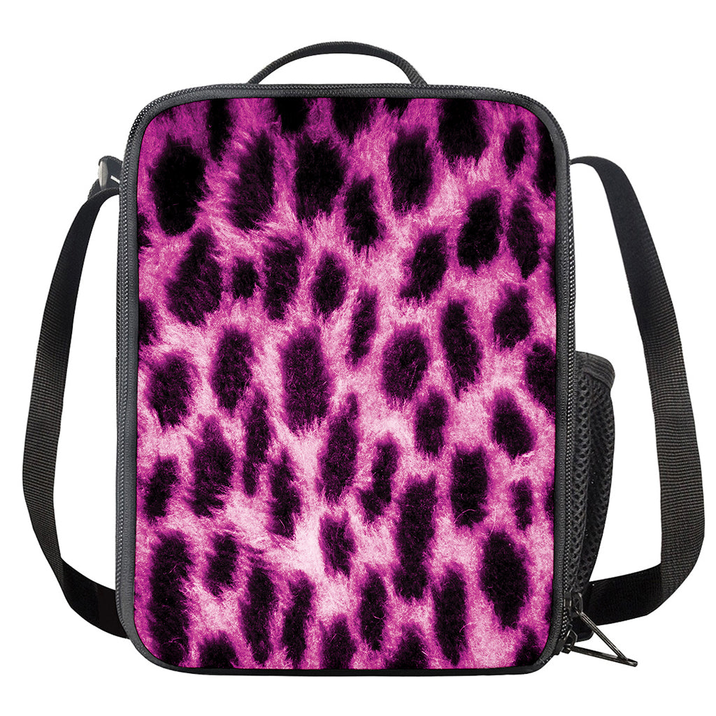 Hot Purple And Black Cheetah Print Crossbody Lunch Bag