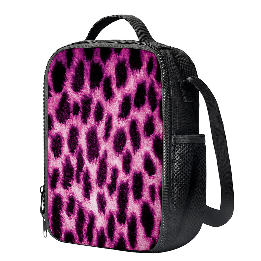 Hot Purple And Black Cheetah Print Crossbody Lunch Bag