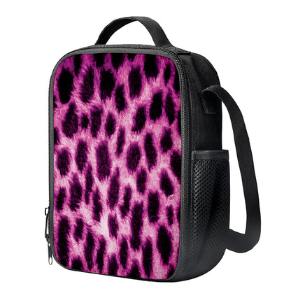 Hot Purple And Black Cheetah Print Crossbody Lunch Bag