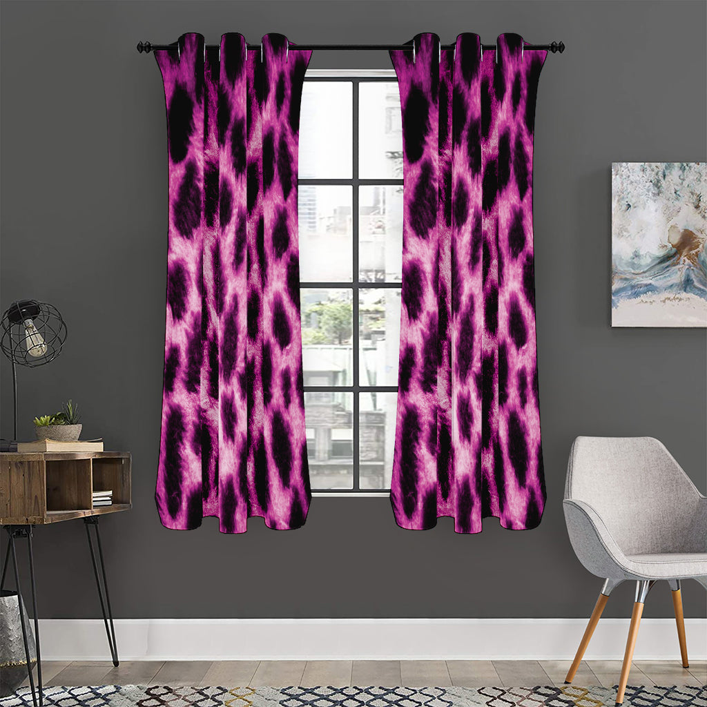 Hot Purple And Black Cheetah Print Curtain