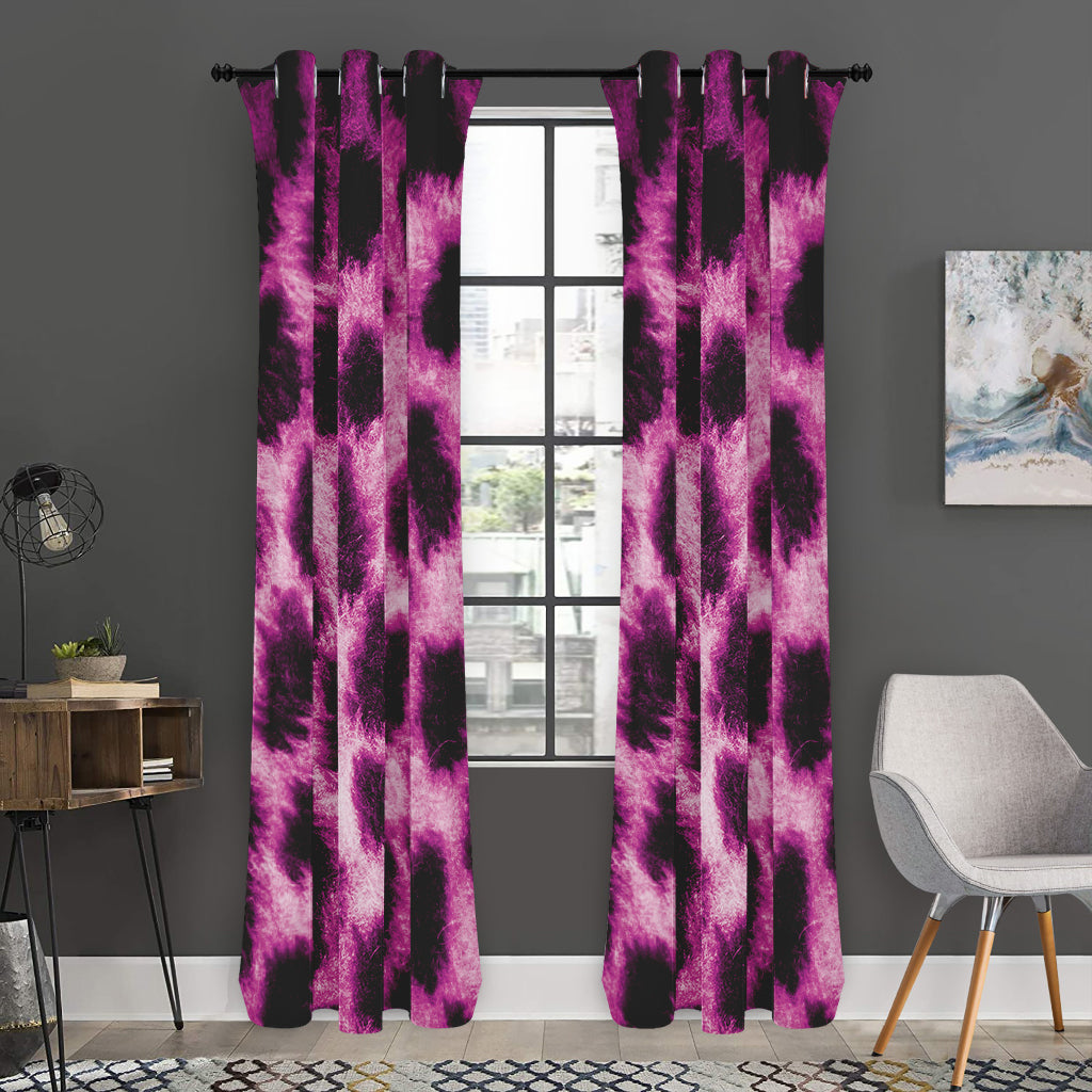 Hot Purple And Black Cheetah Print Curtain