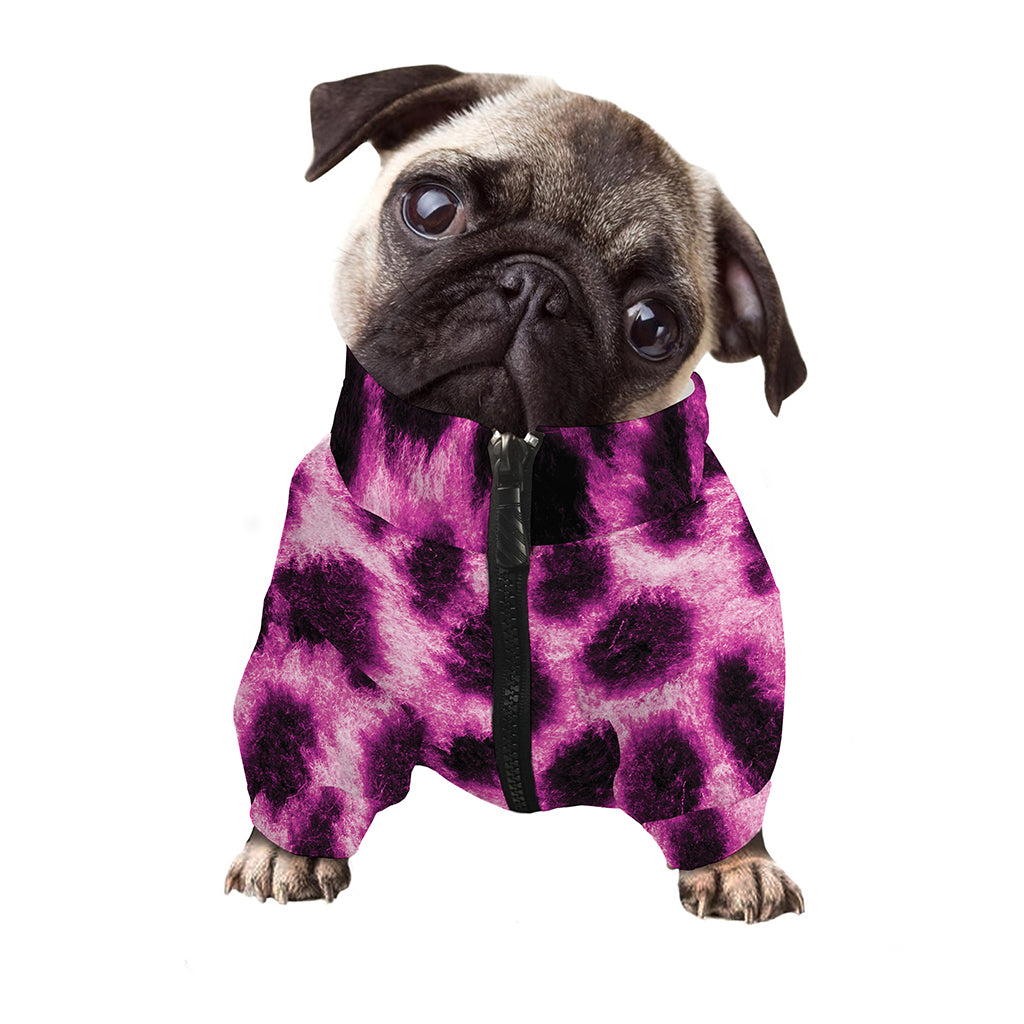 Hot Purple And Black Cheetah Print Dog Zip Up Jacket