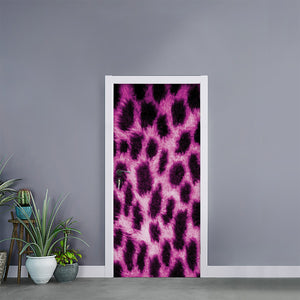 Hot Purple And Black Cheetah Print Door Sticker