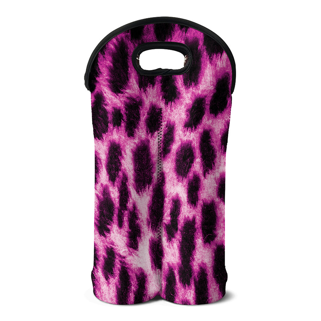 Hot Purple And Black Cheetah Print Double Neoprene Wine Tote