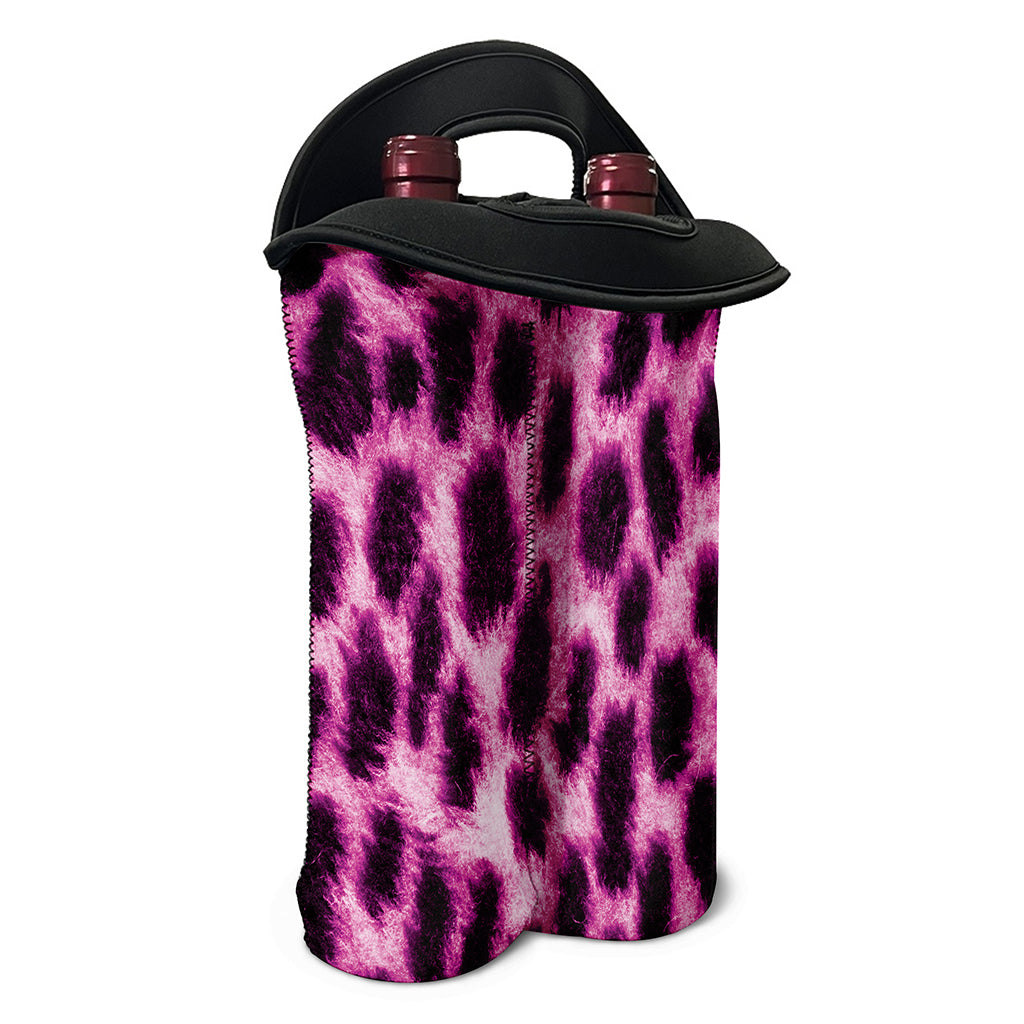 Hot Purple And Black Cheetah Print Double Neoprene Wine Tote