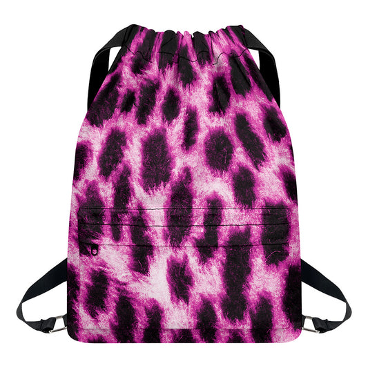 Hot Purple And Black Cheetah Print Drawstring Backpack