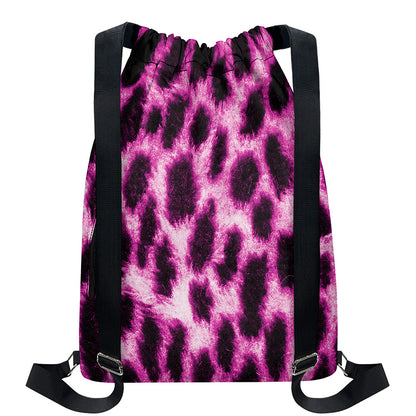 Hot Purple And Black Cheetah Print Drawstring Backpack