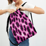 Hot Purple And Black Cheetah Print Drawstring Backpack