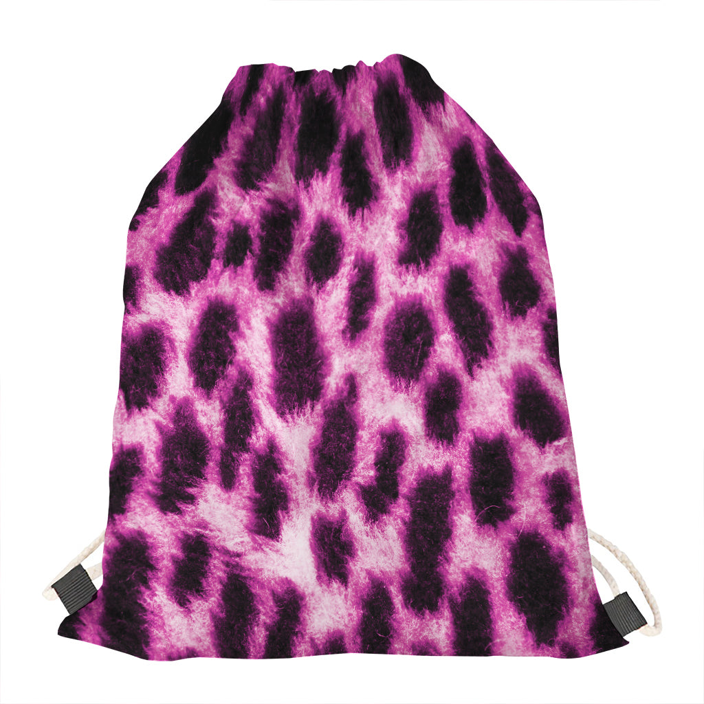 Hot Purple And Black Cheetah Print Drawstring Bag