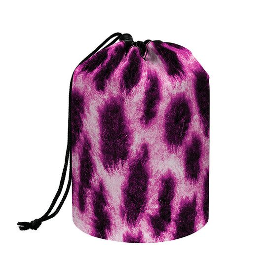 Hot Purple And Black Cheetah Print Drawstring Makeup Bag