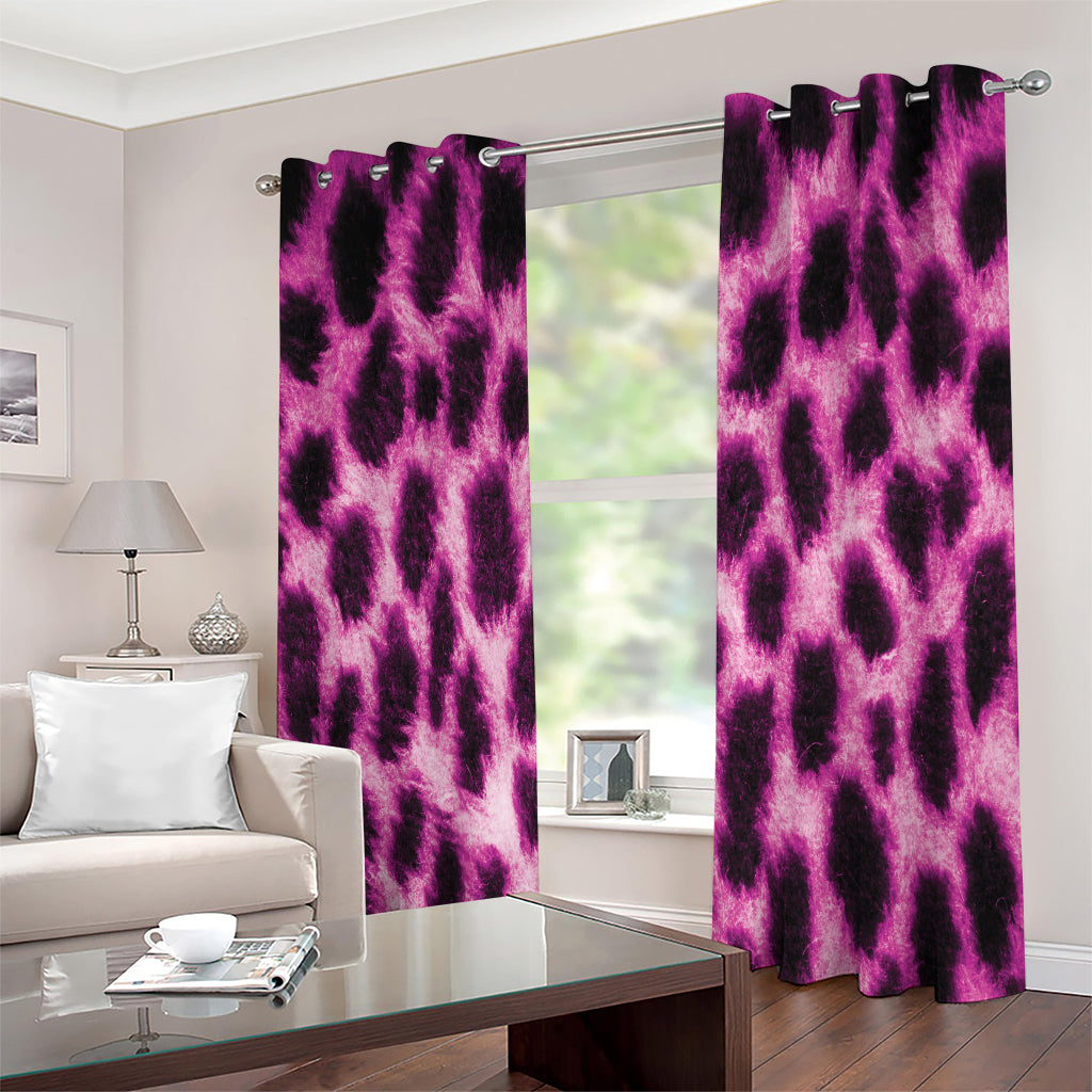 Hot Purple And Black Cheetah Print Extra Wide Grommet Curtains