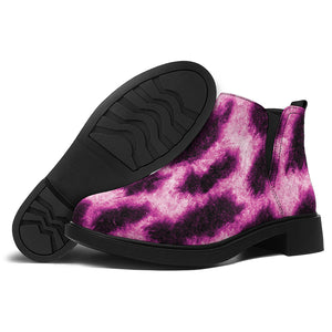 Hot Purple And Black Cheetah Print Flat Ankle Boots