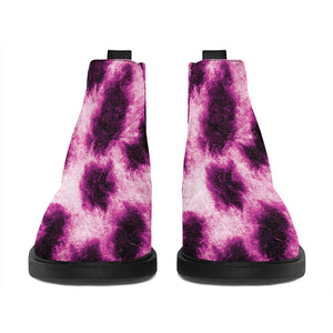 Hot Purple And Black Cheetah Print Flat Ankle Boots