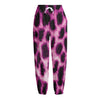 Hot Purple And Black Cheetah Print Fleece Lined Knit Pants