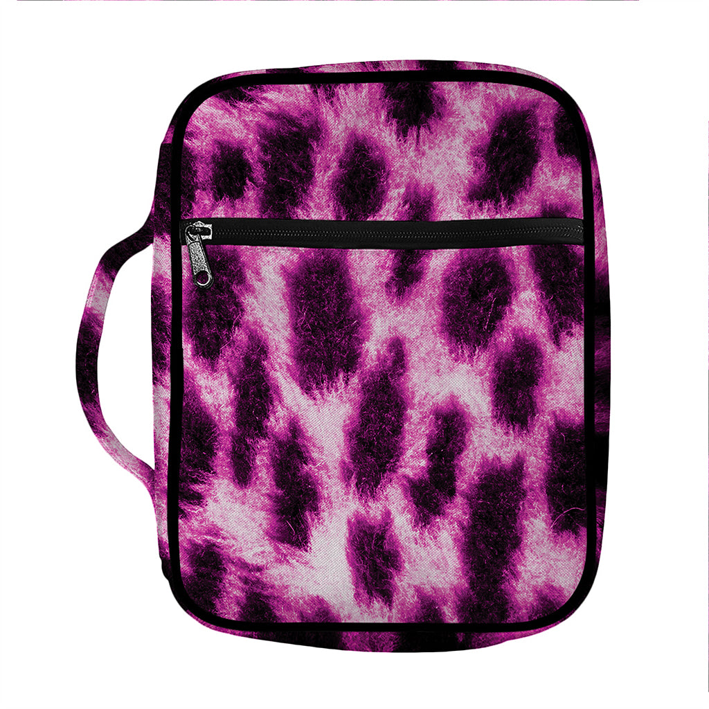 Hot Purple And Black Cheetah Print Front Pocket Bible Bag