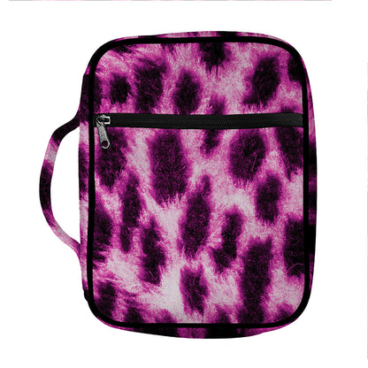 Hot Purple And Black Cheetah Print Front Pocket Bible Bag