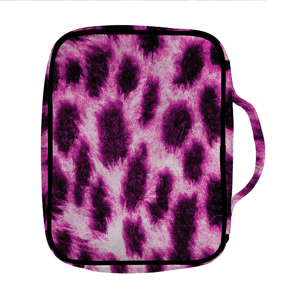 Hot Purple And Black Cheetah Print Front Pocket Bible Bag