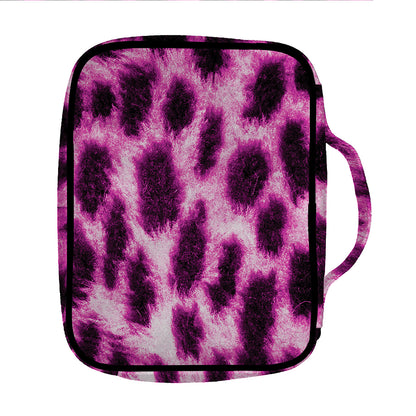 Hot Purple And Black Cheetah Print Front Pocket Bible Bag