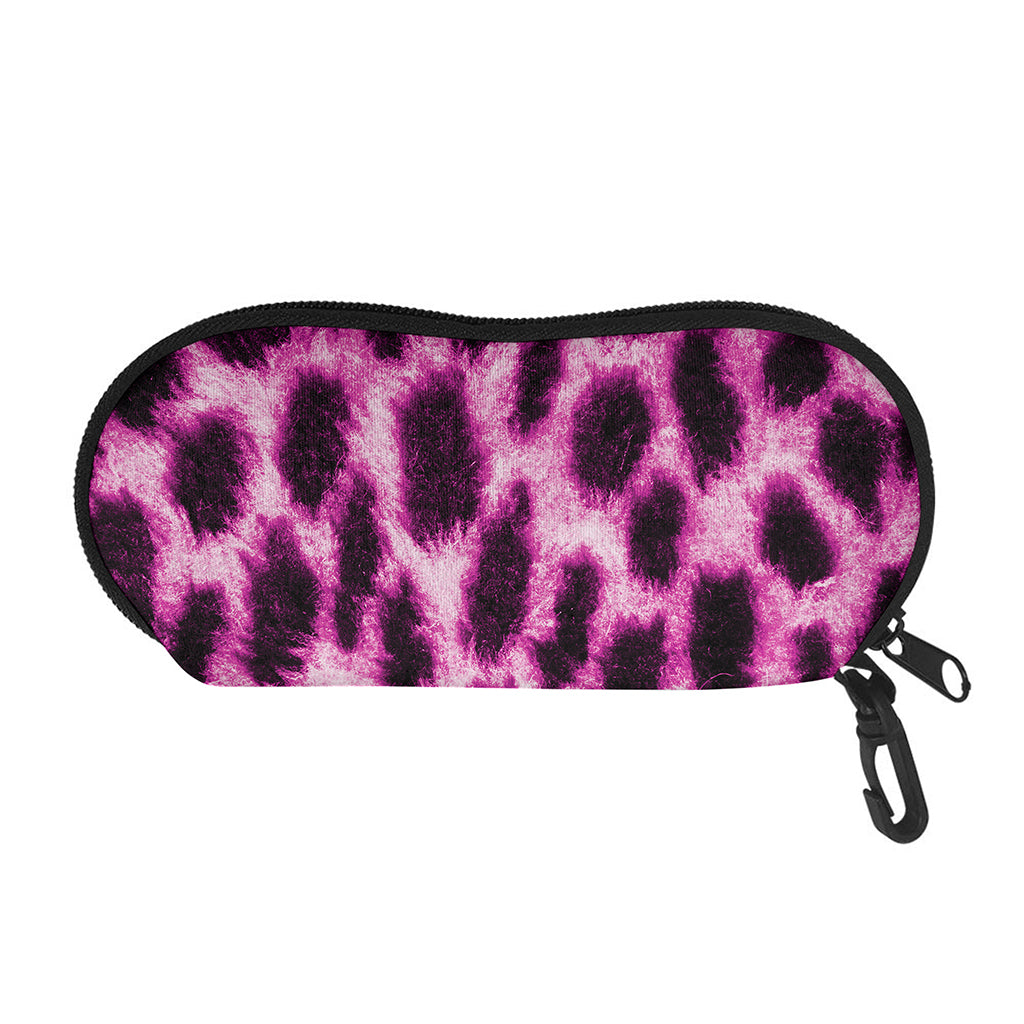 Hot Purple And Black Cheetah Print Glasses Case