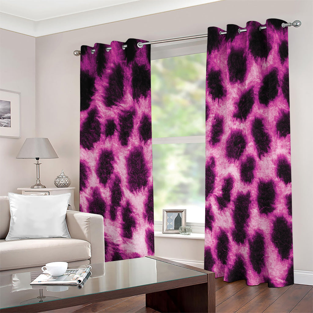 Hot Purple And Black Cheetah Print Grommet Curtains