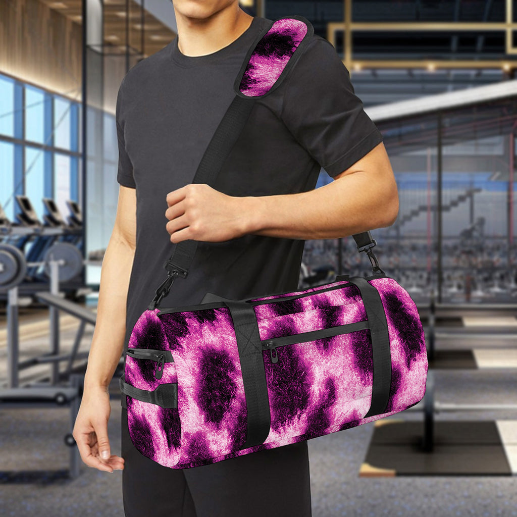 Hot Purple And Black Cheetah Print Gym Bag