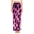 Hot Purple And Black Cheetah Print High Slit Maxi Skirt