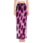 Hot Purple And Black Cheetah Print High Slit Maxi Skirt