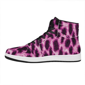 Hot Purple And Black Cheetah Print High Top Leather Sneakers