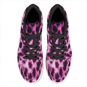 Hot Purple And Black Cheetah Print High Top Leather Sneakers