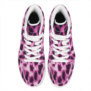 Hot Purple And Black Cheetah Print High Top Leather Sneakers