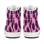 Hot Purple And Black Cheetah Print High Top Leather Sneakers