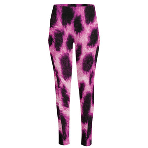 Hot Purple And Black Cheetah Print High-Waisted Pocket Leggings