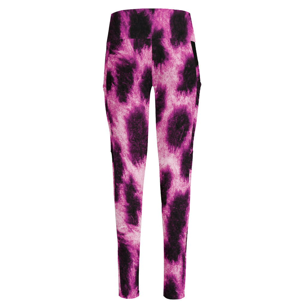 Hot Purple And Black Cheetah Print High-Waisted Pocket Leggings