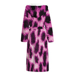 Hot Purple And Black Cheetah Print Hooded Bathrobe