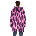 Hot Purple And Black Cheetah Print Hoodie Blanket