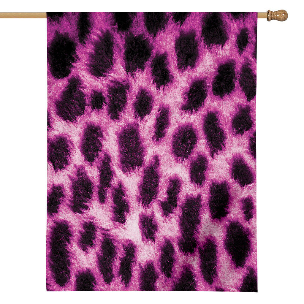 Hot Purple And Black Cheetah Print House Flag