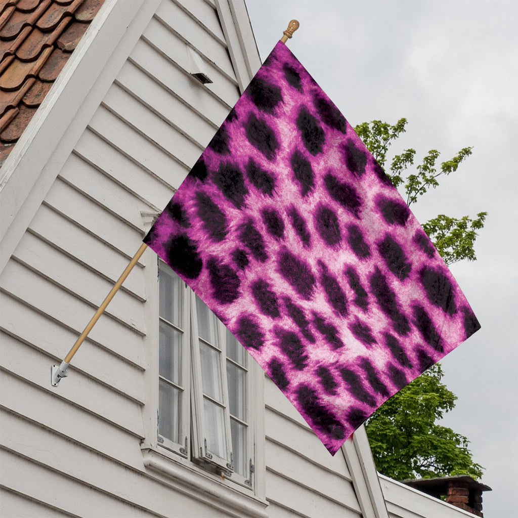 Hot Purple And Black Cheetah Print House Flag