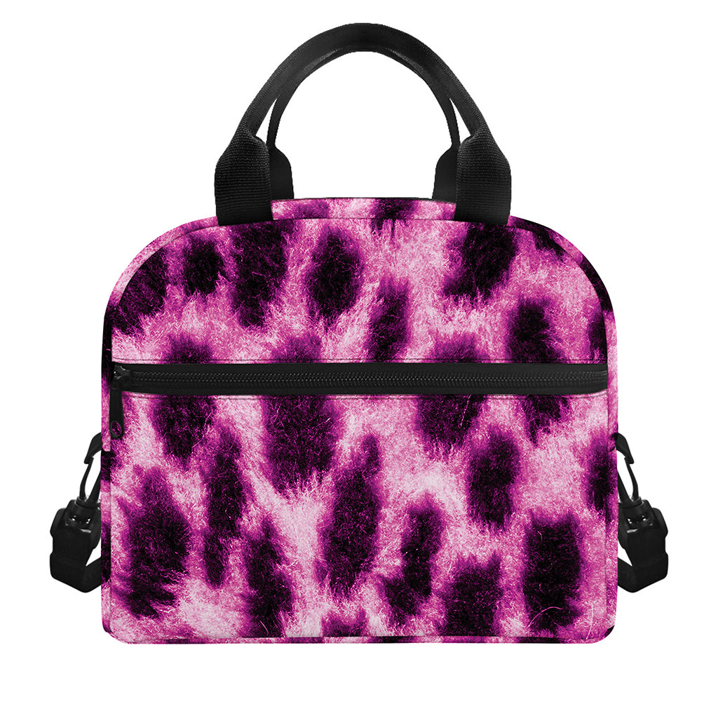 Hot Purple And Black Cheetah Print Insulated Lunch Bag