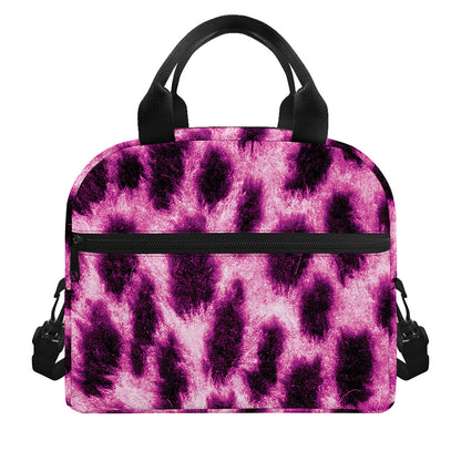 Hot Purple And Black Cheetah Print Insulated Lunch Bag
