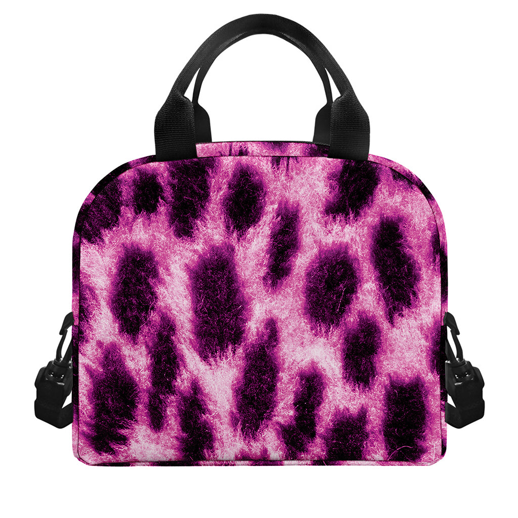 Hot Purple And Black Cheetah Print Insulated Lunch Bag