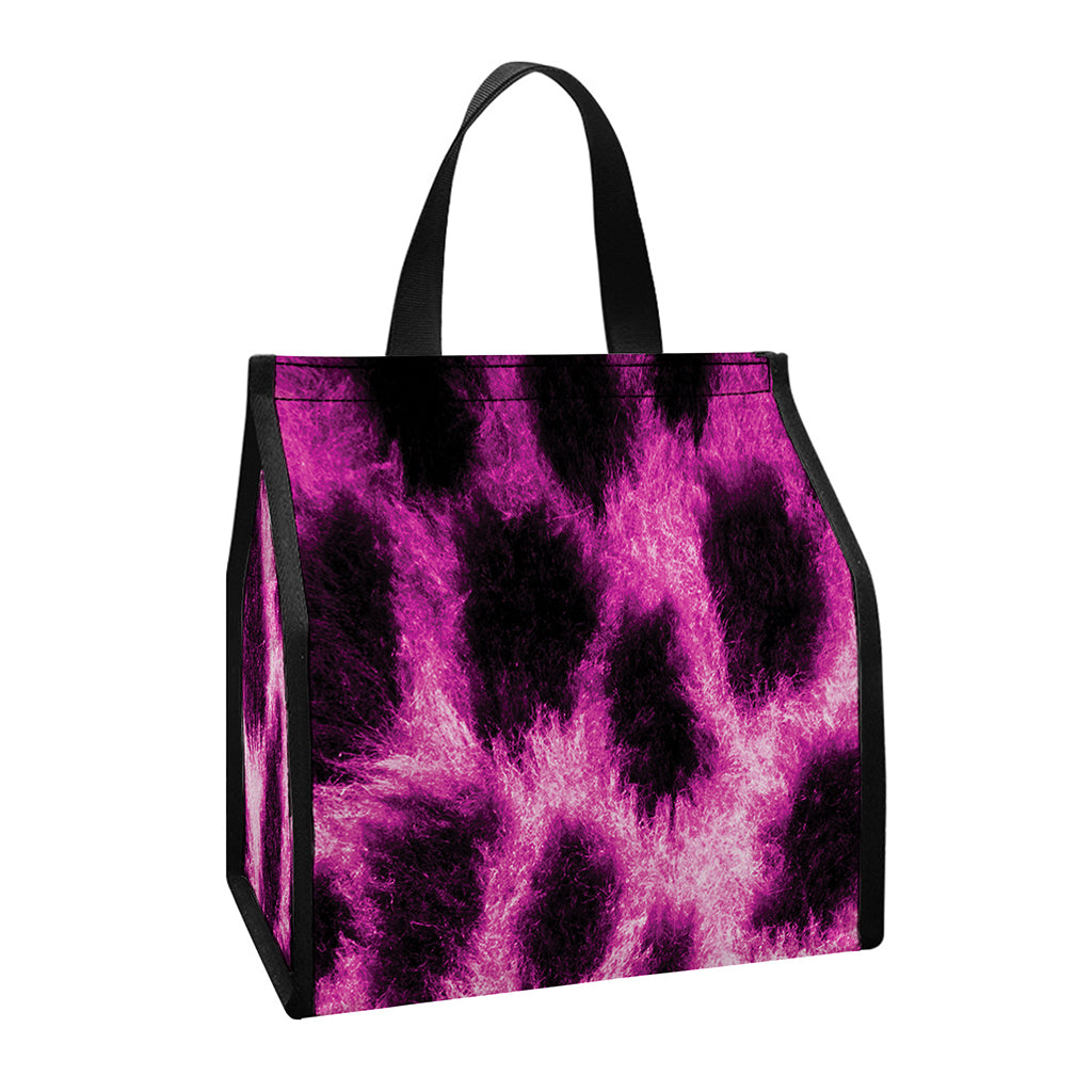 Hot Purple And Black Cheetah Print Insulated Lunch Tote
