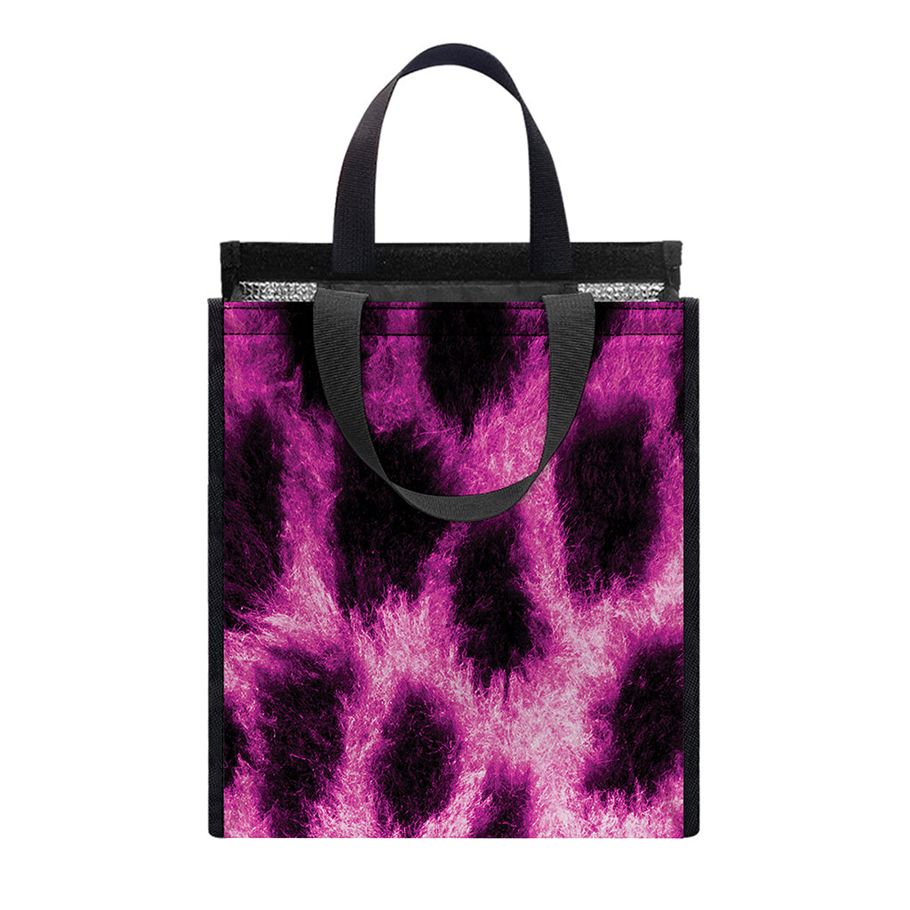 Hot Purple And Black Cheetah Print Insulated Lunch Tote
