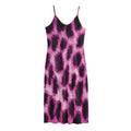 Hot Purple And Black Cheetah Print Jersey Midi Cami Dress