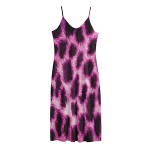 Hot Purple And Black Cheetah Print Jersey Midi Cami Dress