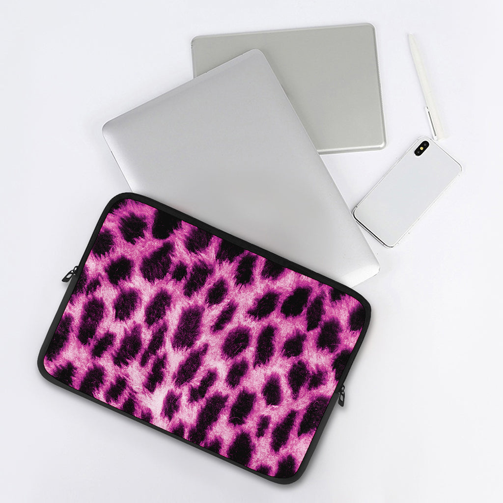 Hot Purple And Black Cheetah Print Laptop Sleeve