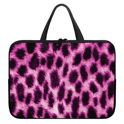 Hot Purple And Black Cheetah Print Laptop Sleeve With Handle