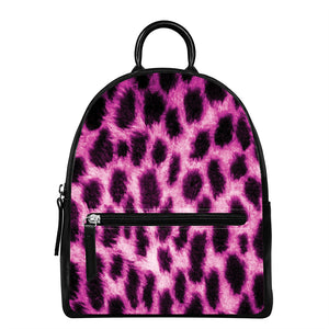 Hot Purple And Black Cheetah Print Leather Backpack